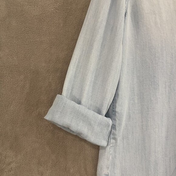 Cloth & Stone Button Down Shirt Womens Medium Light Blue Lyocell Pullover Top‎ - Picture 10 of 16